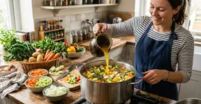 O caldo mais saboroso é feito com 1,5 kg de legumes, 2,5 litros de água, sal e um toque de molho de soja branco.