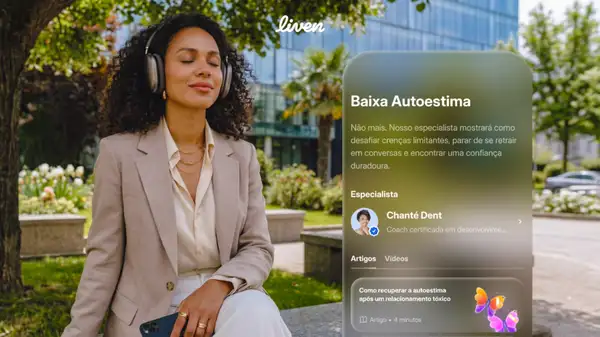 The Liven App oferece uma interface intuitiva, conteúdo baseado em evidências e ferramentas que realmente ajudam no dia a dia