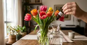 Adicione apenas três gotas ao vaso com as tulipas. Isso faz com que elas durem mais tempo.