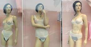 Vitrine de loja exibe manequins com pelos pubianos em Nova York