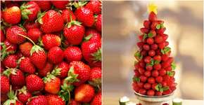 Árvore de Natal de morango para decorar sua mesa