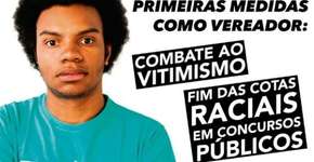 Vereador quer acabar com: cotas raciais, ‘vitimismo’ e feriado