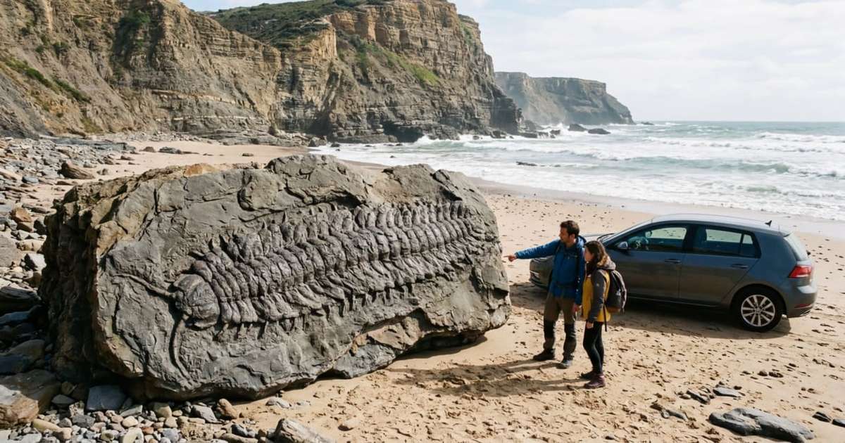 Um deslizamento de terra em uma praia inglesa revelou algo impossível: um milípede do tamanho de um carro que viveu antes dos dinossauros