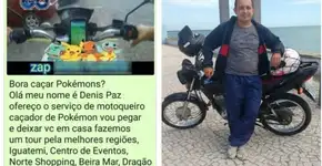 Motoboy oferece serviço personalizado de caçador de pokémon