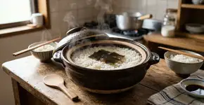 Os japoneses concordam: “Para deixar o arroz mais macio e saboroso, o segredo é adicionar um pedaço de alga kombu durante o cozimento.”